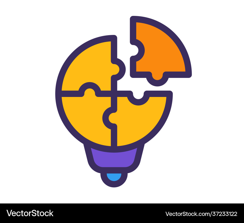 Puzzle lightbulb solution solving single isolated Puzzle lightbulb solution solving single isolated vector image
