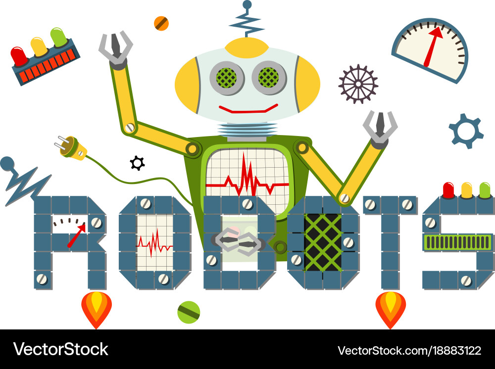 Robots logo text isolated on white background Vector Image