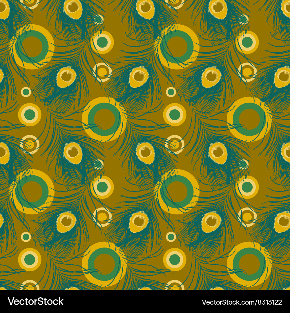 Seamless pattern with peacock feathers vector image