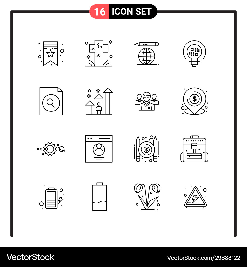 Set 16 line style icons for web and mobile Vector Image