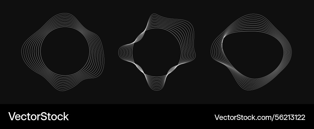 Set of round curved frames with dynamic wavy Set of round curved frames with dynamic wavy vector image