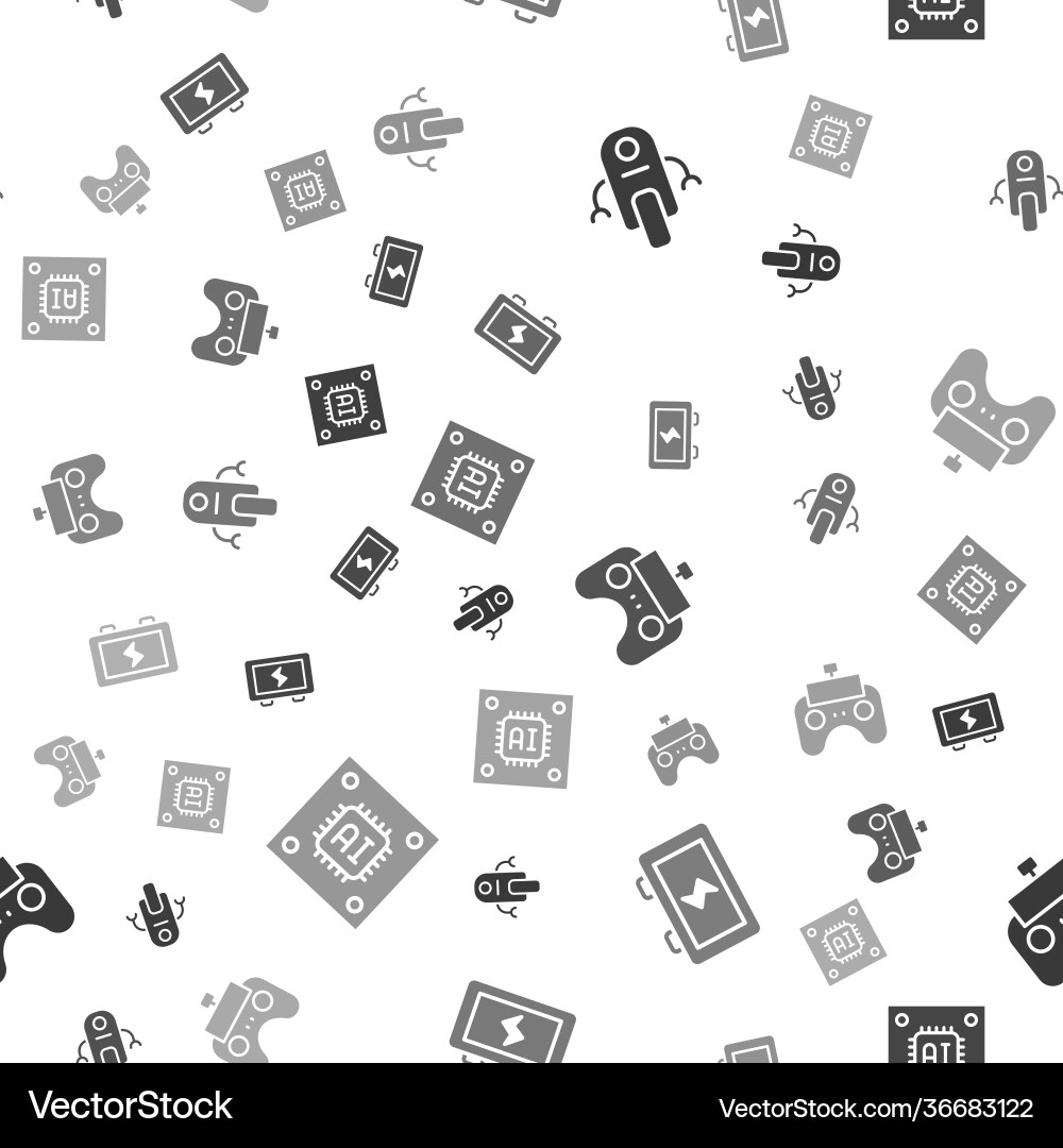 Set robot battery remote control and processor Set robot battery remote control and processor vector image