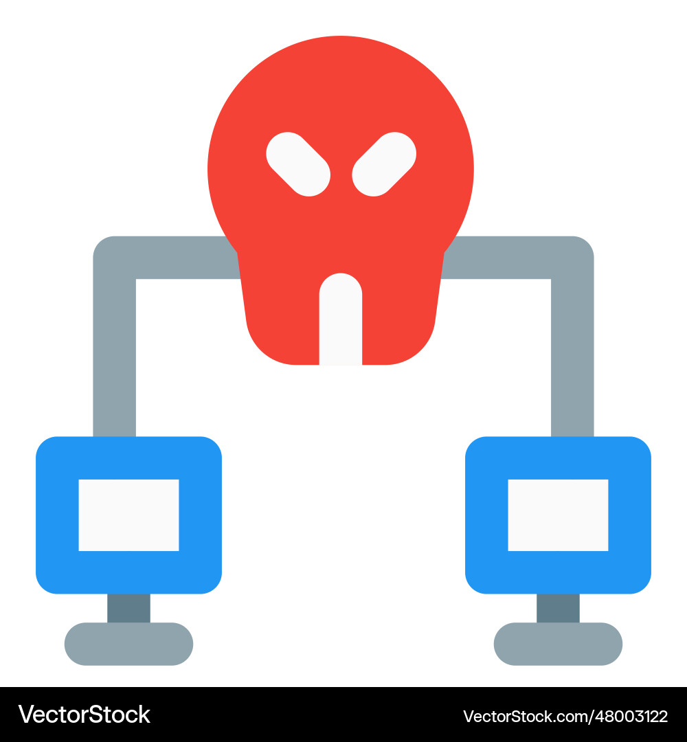 Skull corrupting network between systems Vector Image