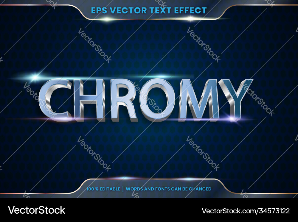 Text effect in 3d chromy words font styles theme Text effect in 3d chromy words font styles theme vector image