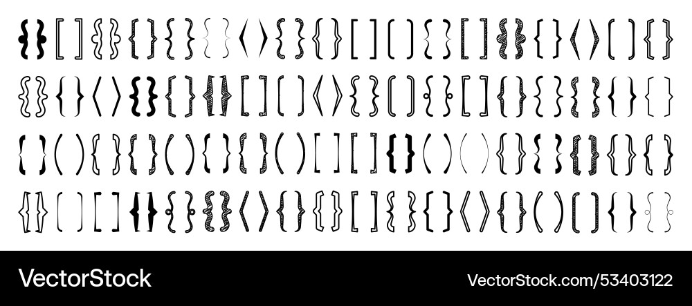 Various text brackets black quotation box curly Various text brackets black quotation box curly vector image