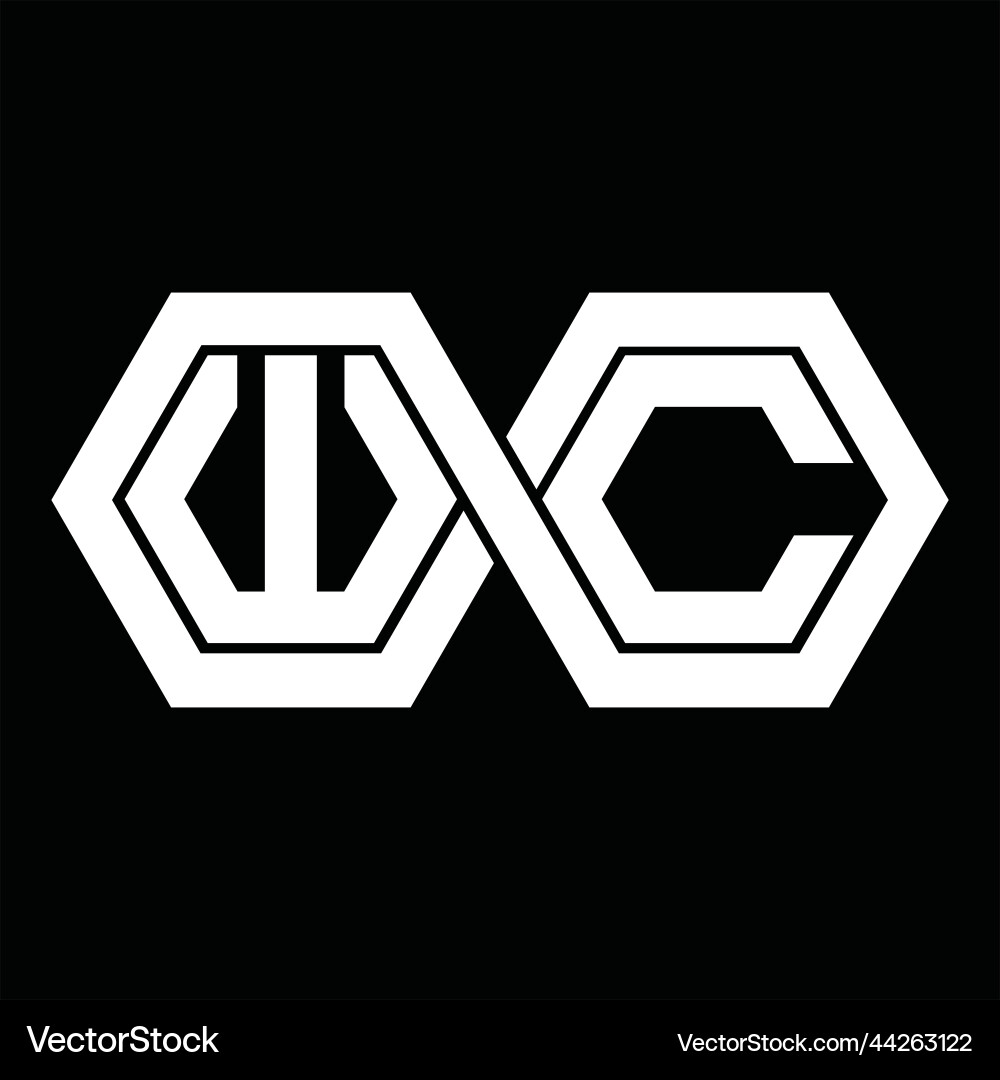 Wc logo monogram with hexagon template Vector Image