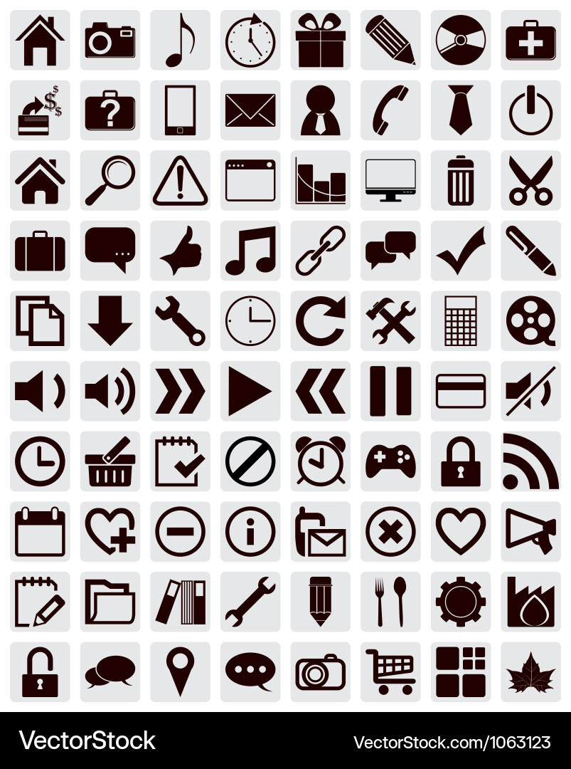 80 different web icons vector image