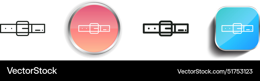 Belt icon thin linear regular and button style vector image
