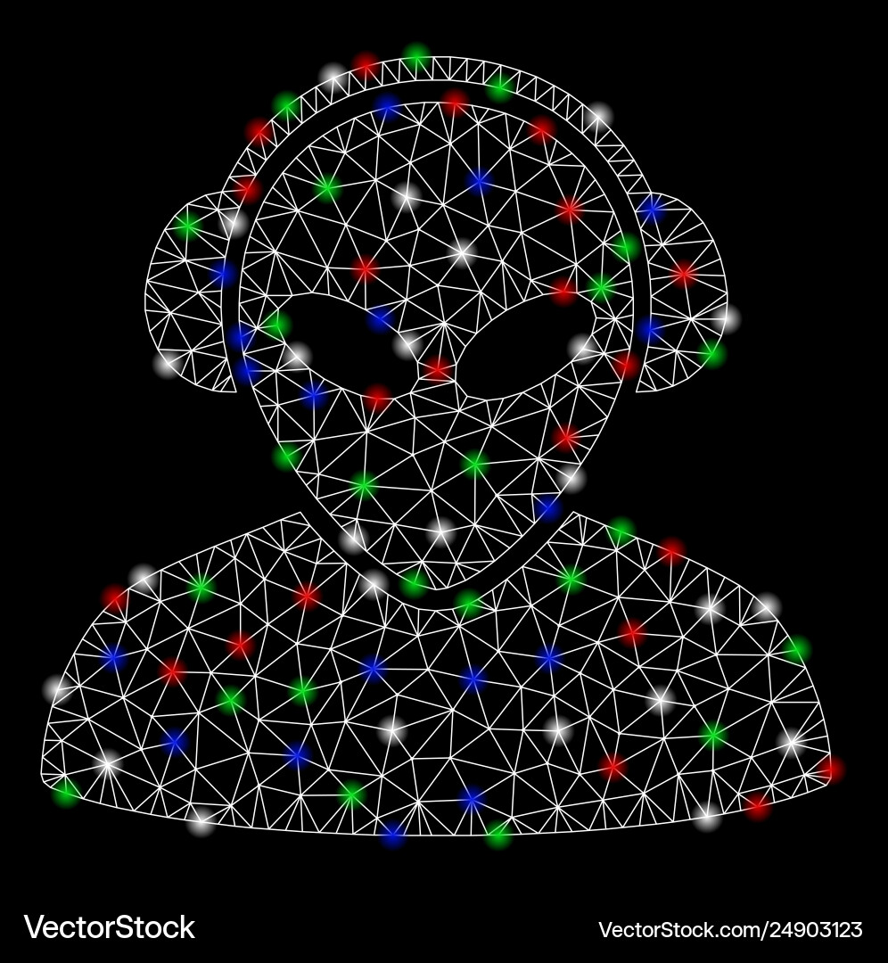 Bright mesh wire frame alien operator with flare Vector Image