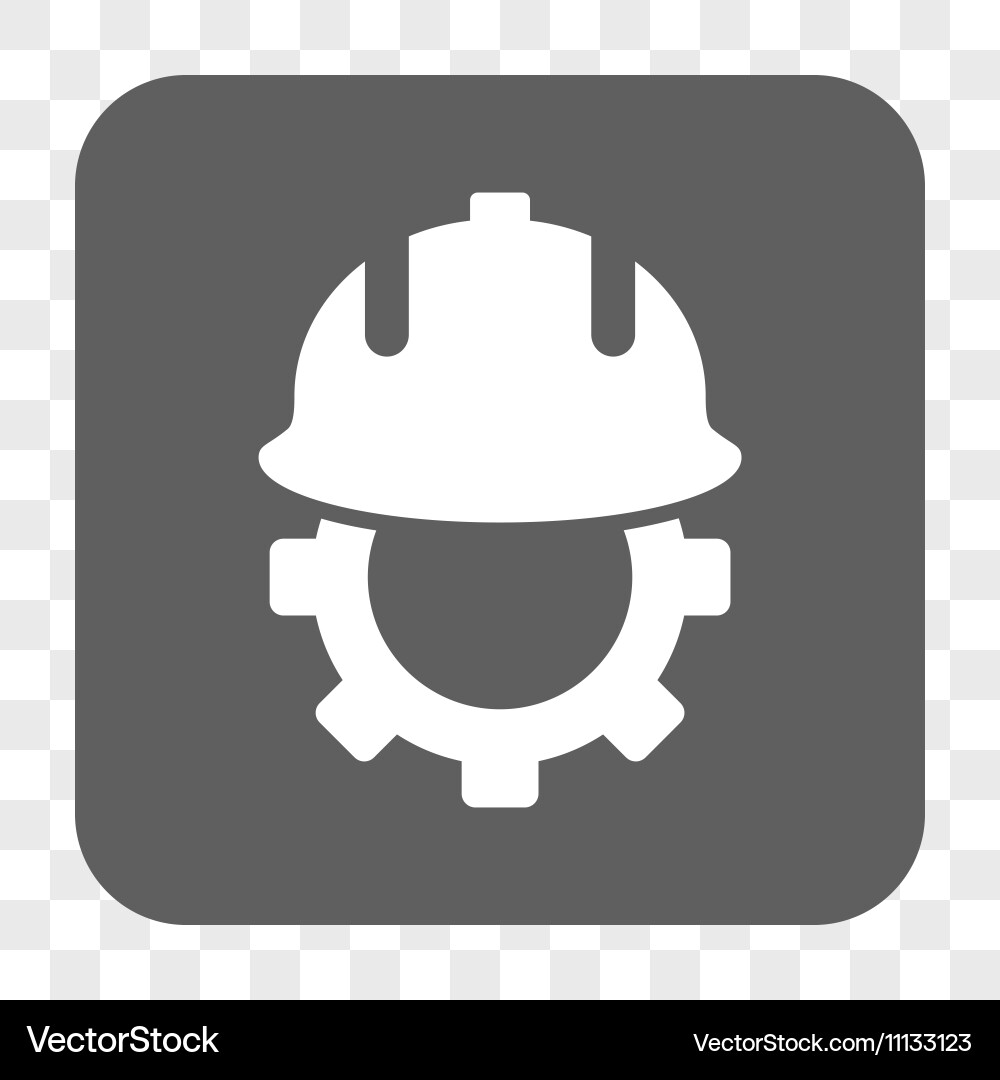 Development helmet rounded square button vector image