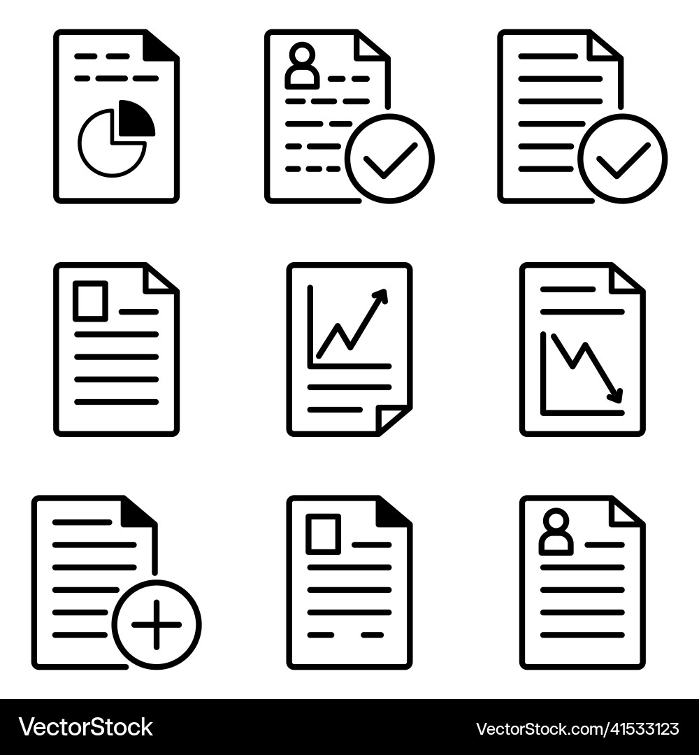 Docs flat icon set isolated on white background Docs flat icon set isolated on white background Vector Image