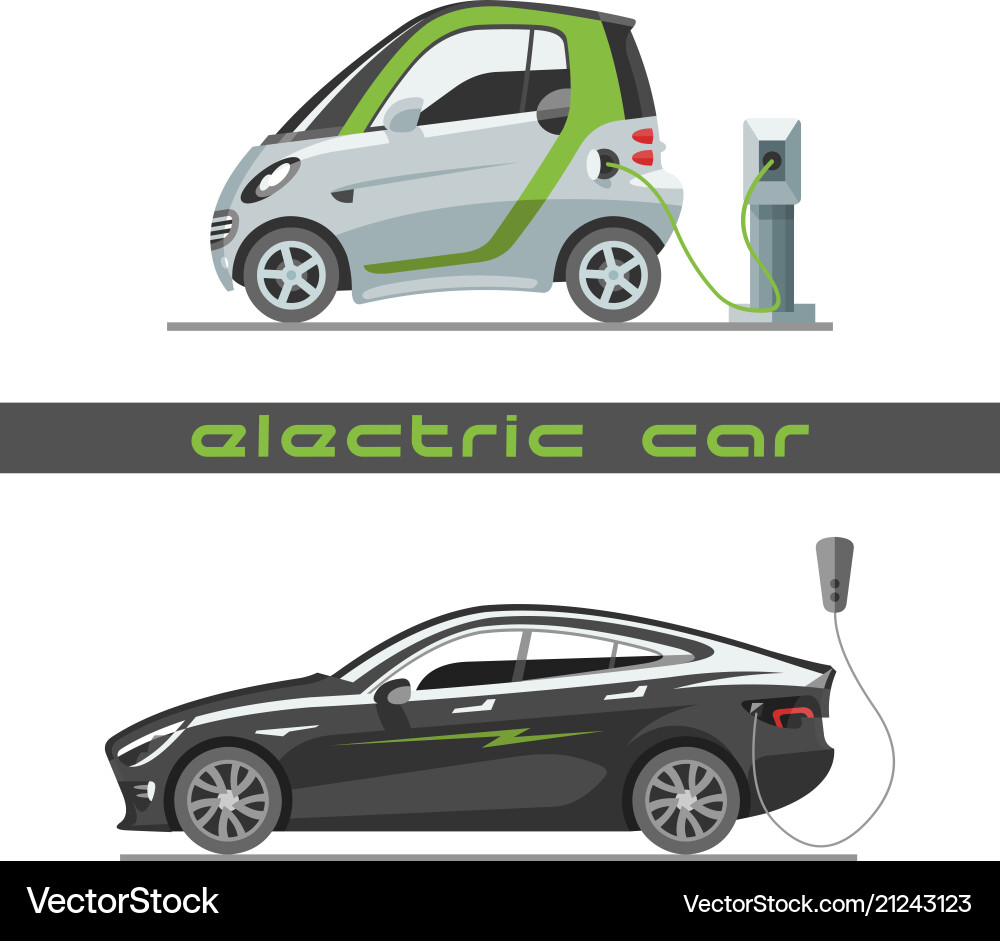 Electric car with solar panels eco transport Electric car with solar panels eco transport vector image