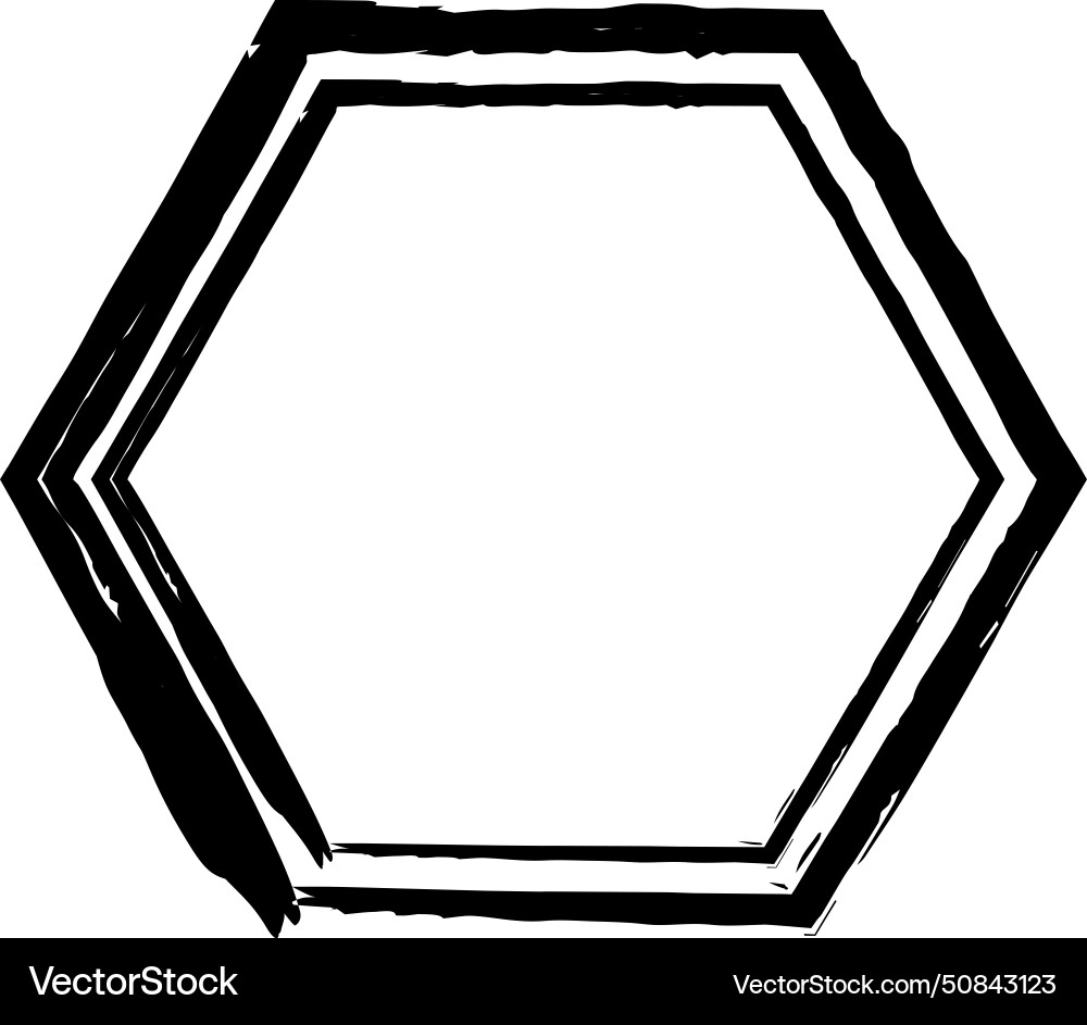 Hexagon grunge texture element frame border shape Hexagon grunge texture element frame border shape vector image