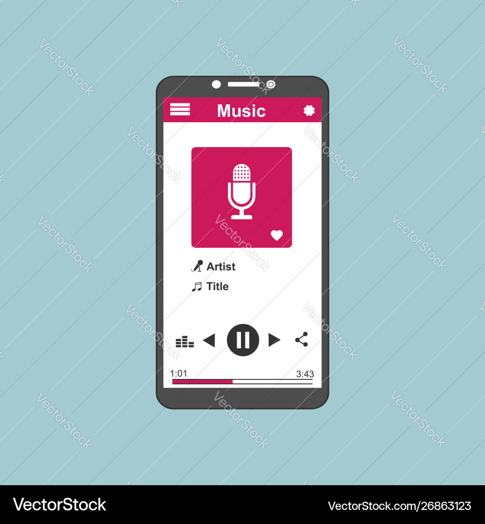 Media player application app template with flat Media player application app template with flat vector image