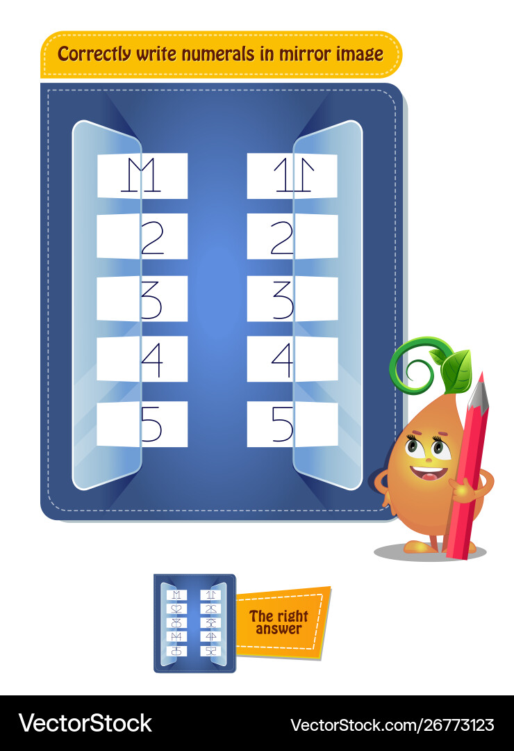 Mirror Image Number Challenge vector image