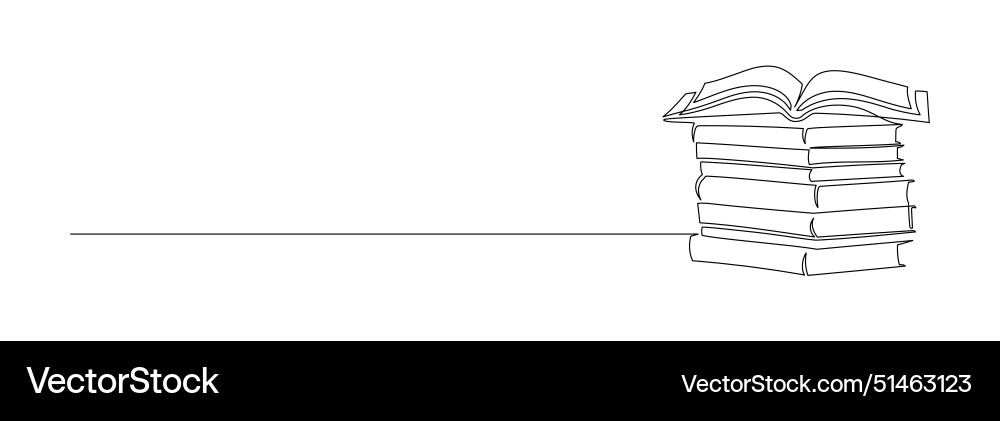 One continuous line drawing of stack books One continuous line drawing of stack books vector image
