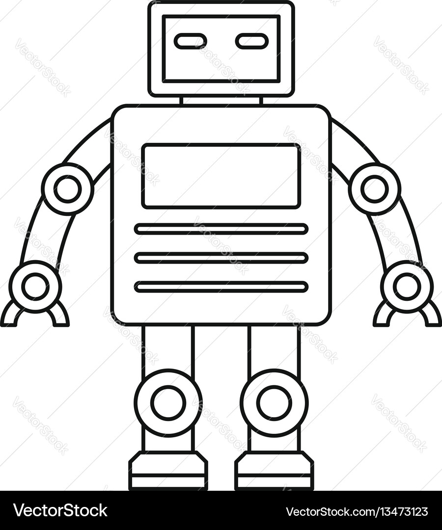 Robot with a square head icon outline style Robot with a square head icon outline style vector image