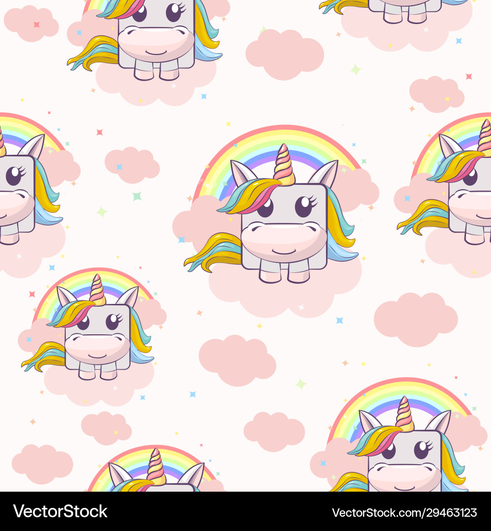 Seamless textured pattern with square unicorns Seamless textured pattern with square unicorns vector image