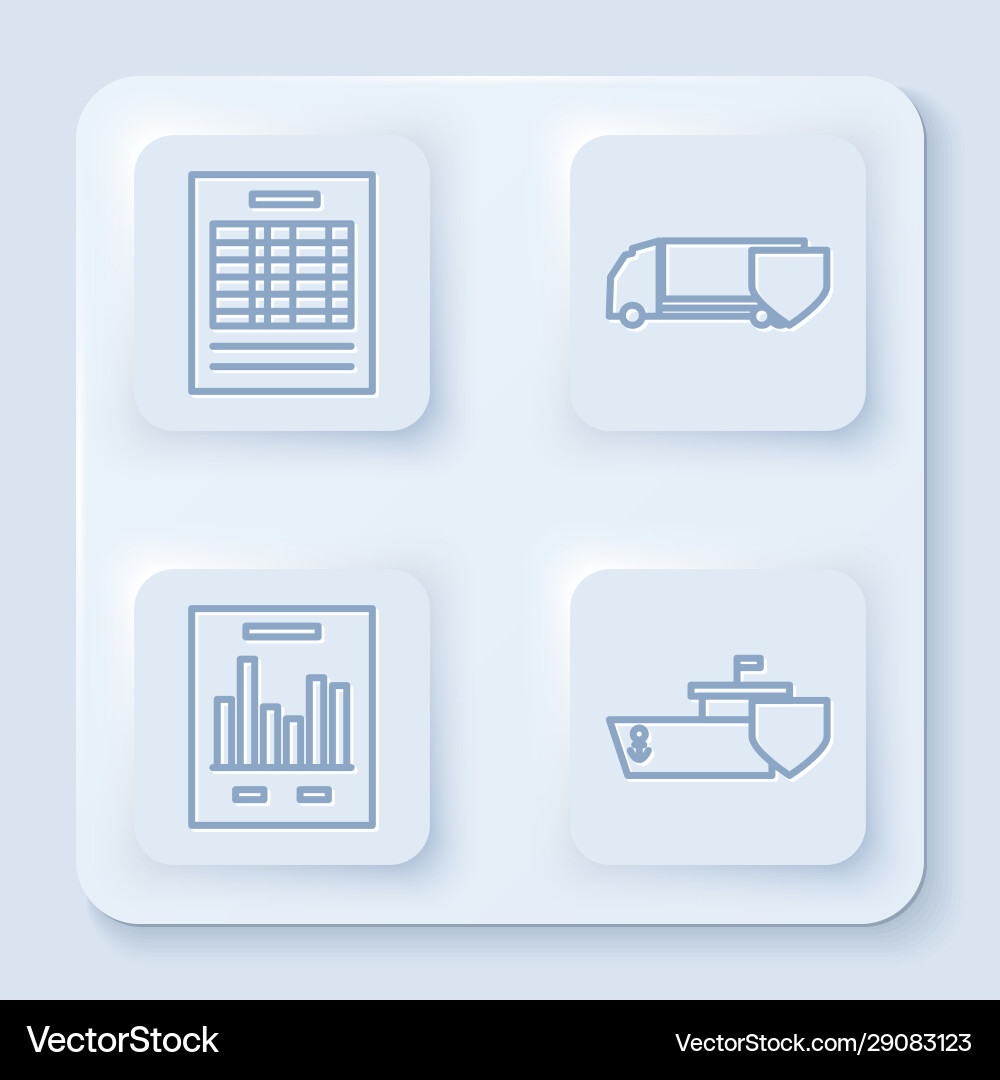 Set line report file document delivery cargo Set line report file document delivery cargo vector image