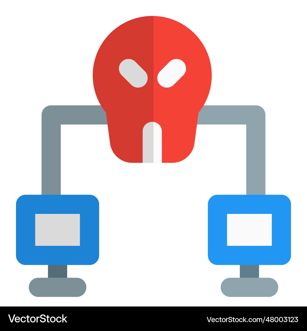 Skull corrupting network between systems vector image