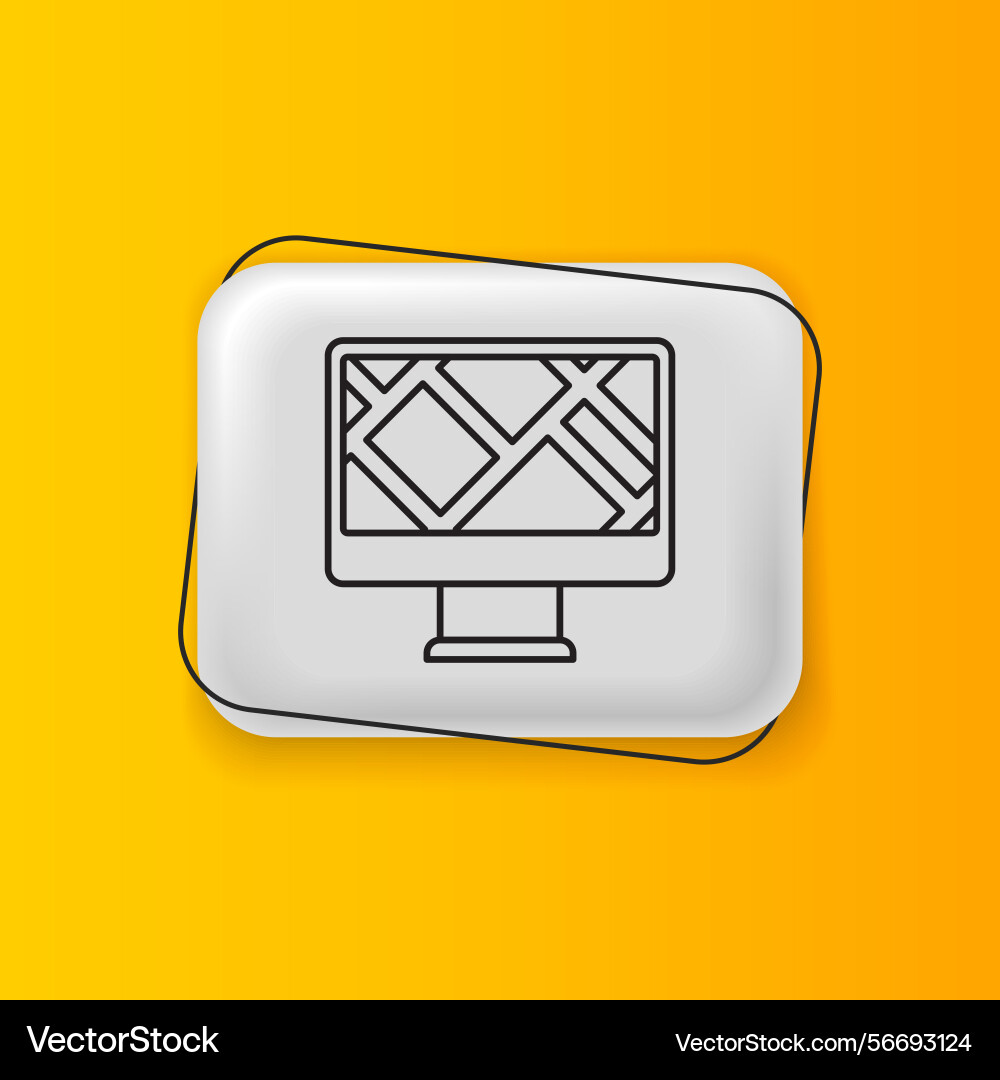 Black computer monitor and folded map Black computer monitor and folded map vector image