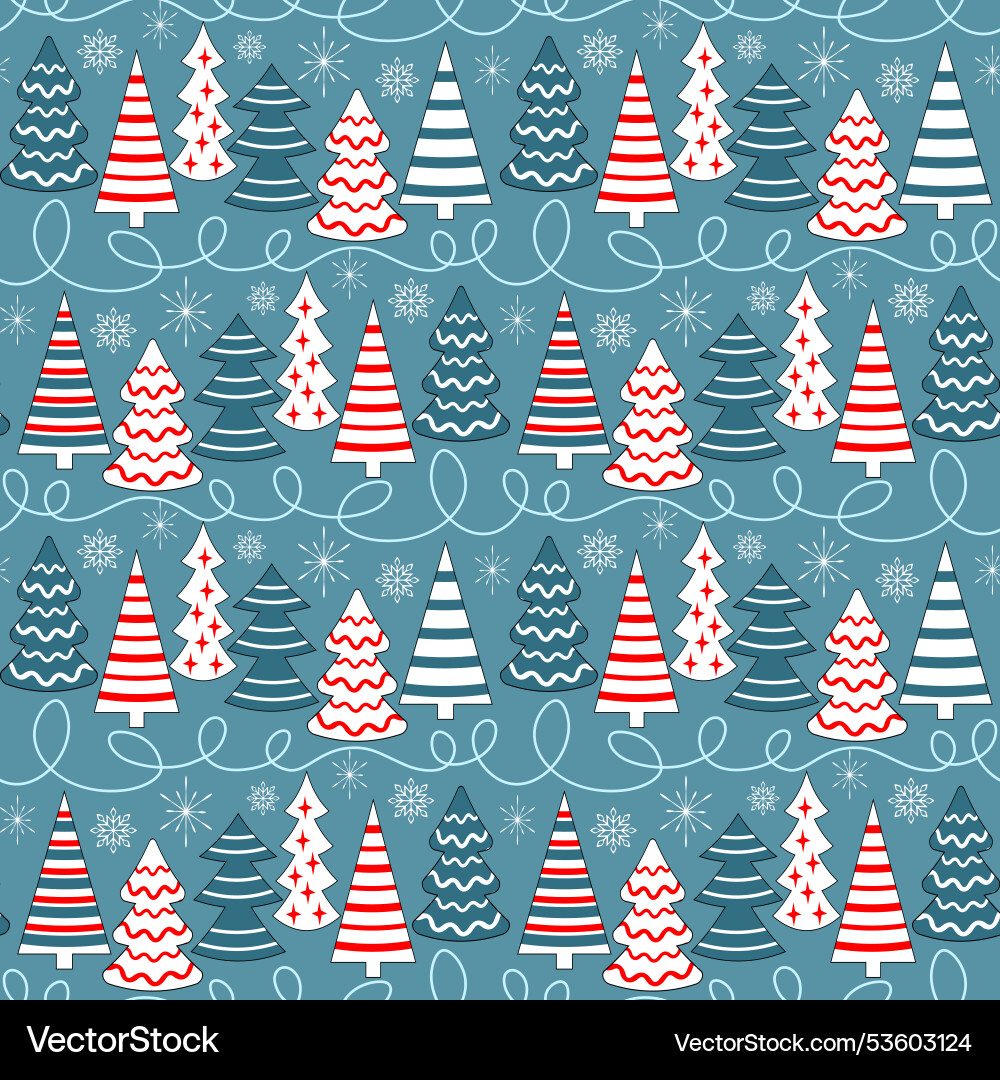 Christmas Tree Snowflake Pattern Vector Image