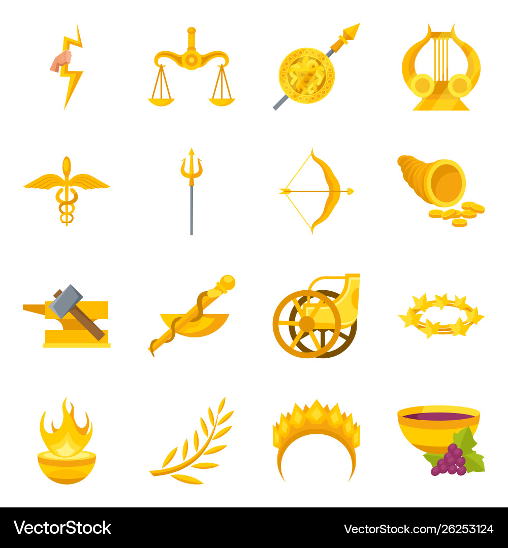 Design attributes and greek icon set vector image