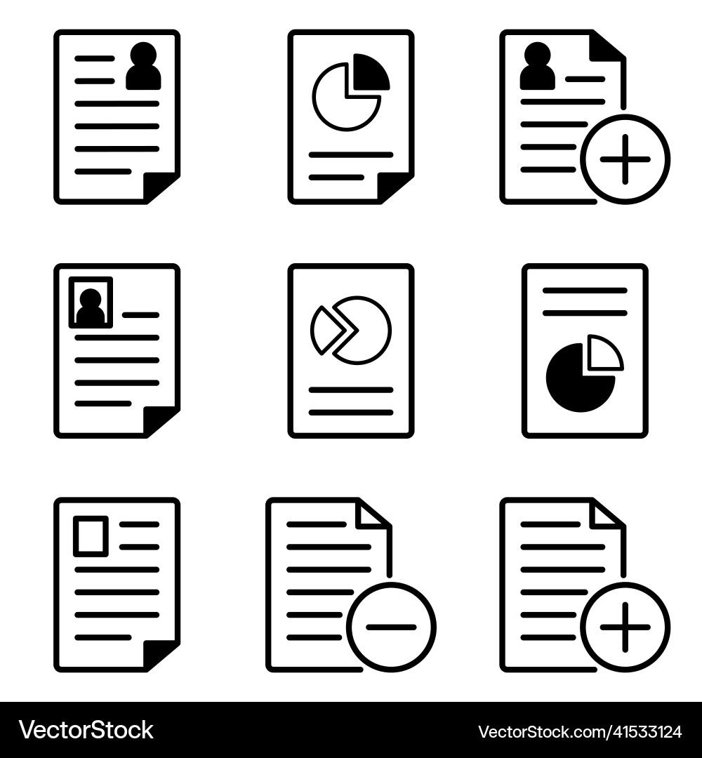Docs flat icon set isolated on white background Docs flat icon set isolated on white background vector image