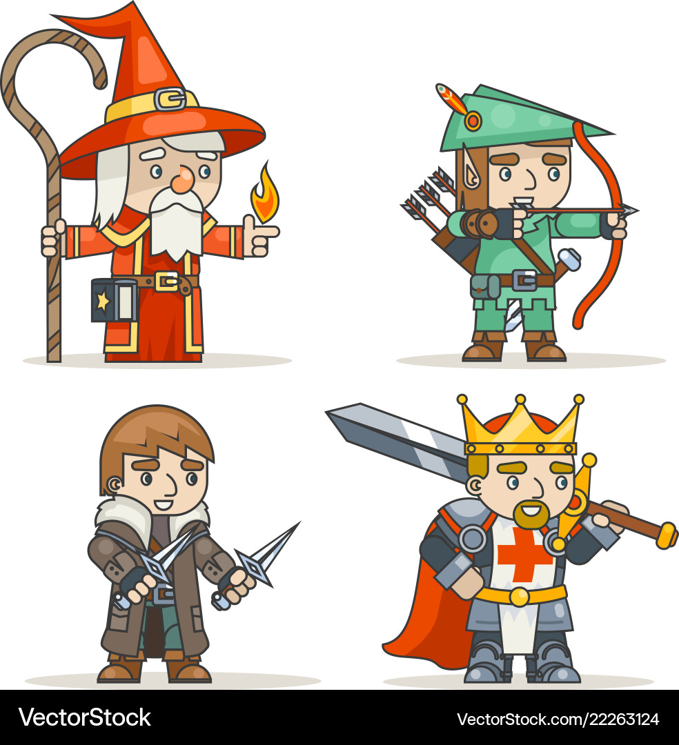 Fantasy Archer Krieger König Vektorbild