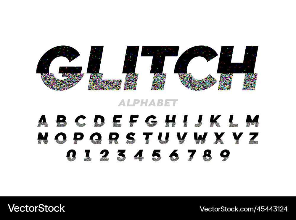 Glitch Font - Distorted Effect vector image