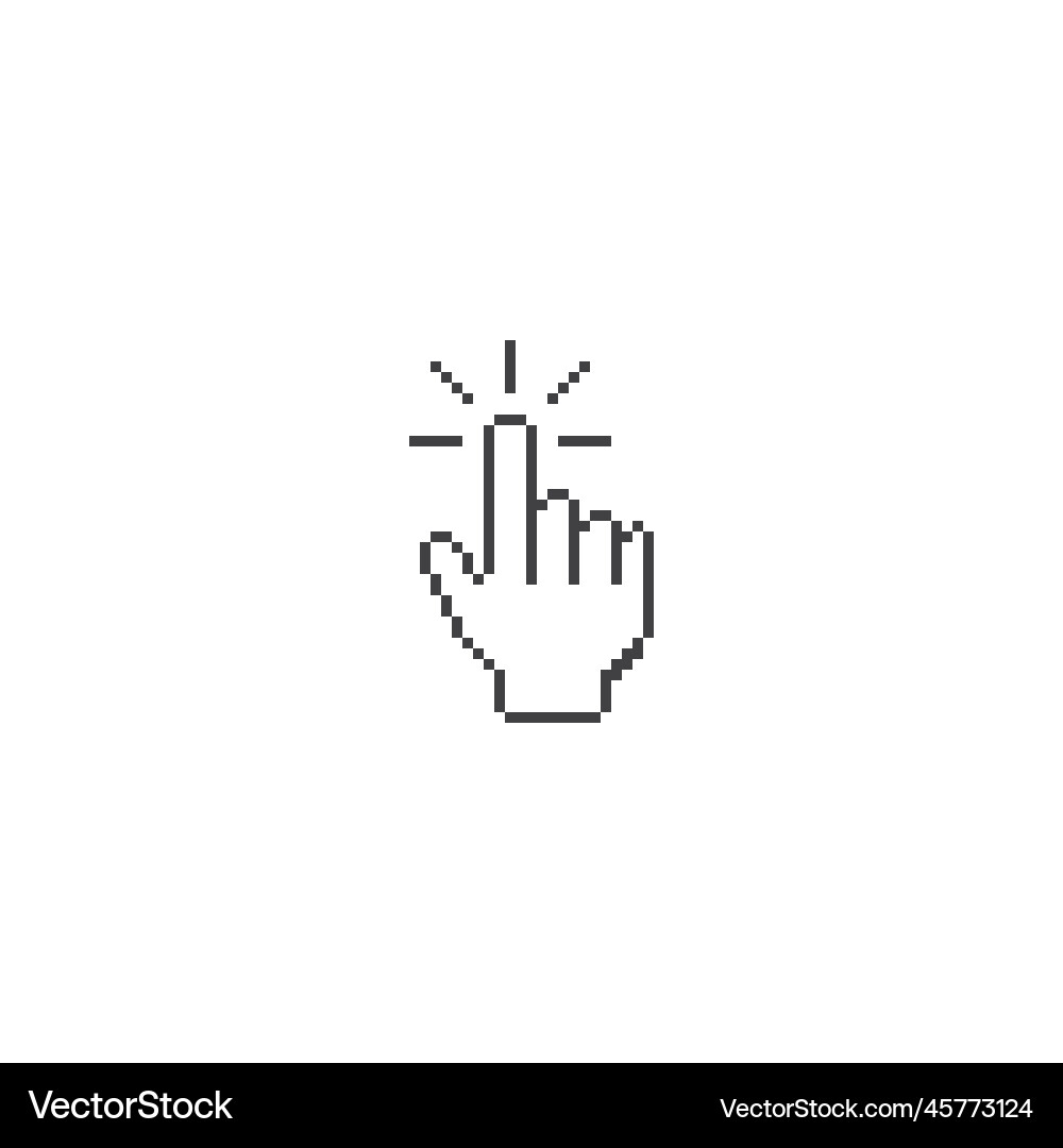 Hand touch pointer pixel art line icon Hand touch pointer pixel art line icon Vector Image