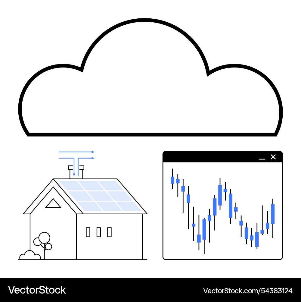 Integration of solar energy with data analytics Integration of solar energy with data analytics vector image