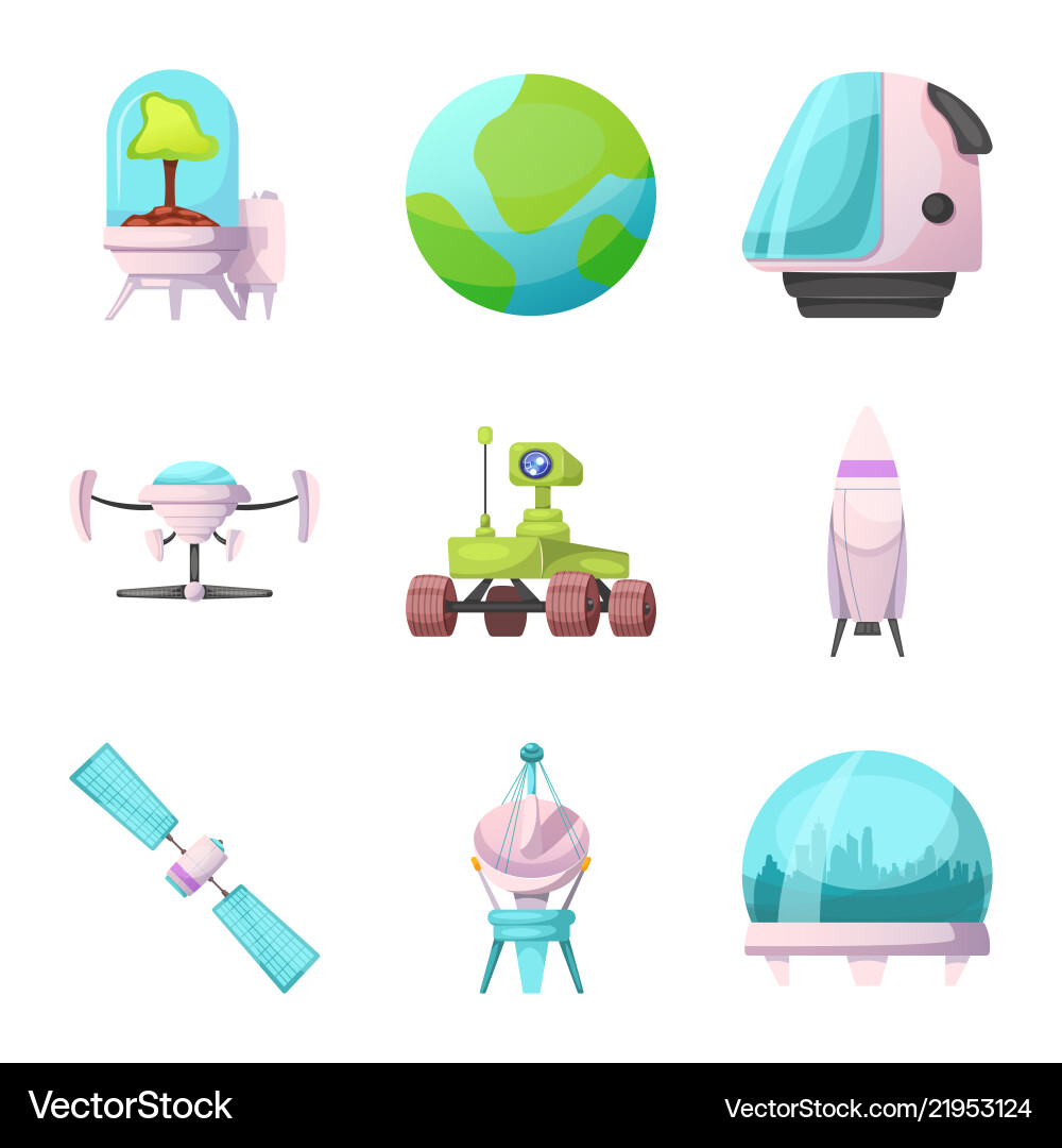 Isolated object of mars and space sign set Isolated object of mars and space sign set vector image