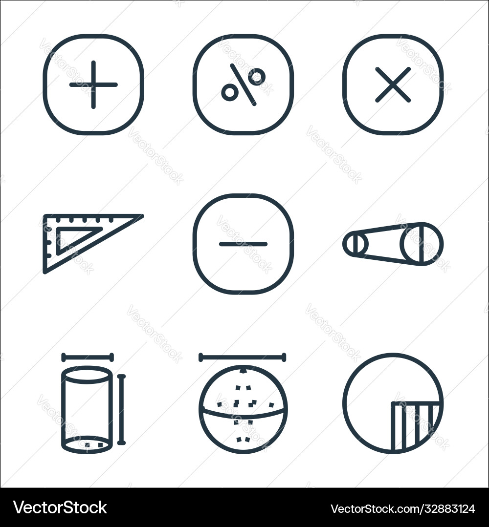 Mathematics line icons linear set quality Vector Image