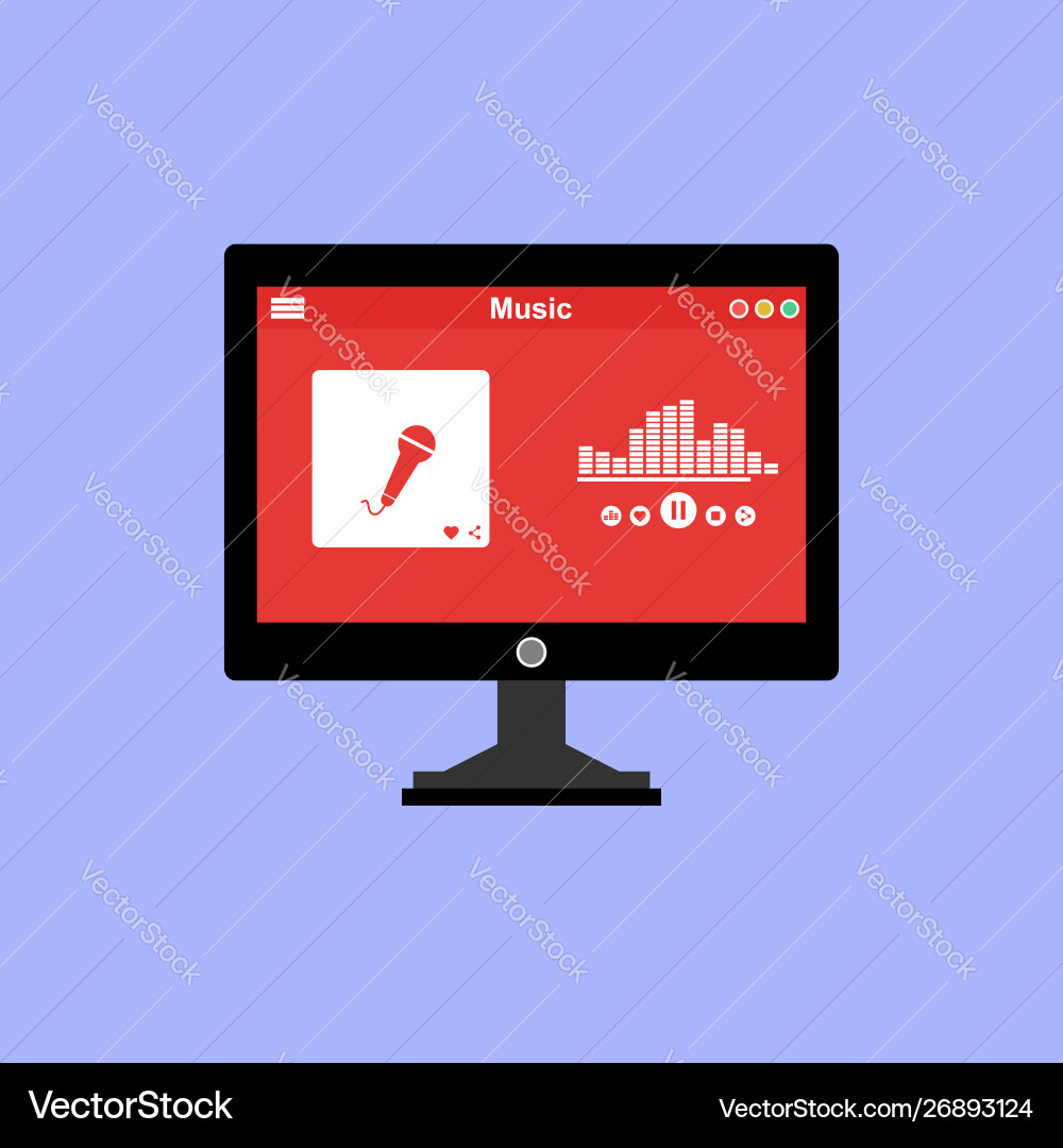 Media player application app template with flat Media player application app template with flat Vector Image