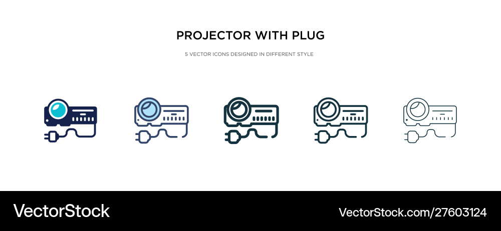 Projector with plug icon in different style two Projector with plug icon in different style two vector image