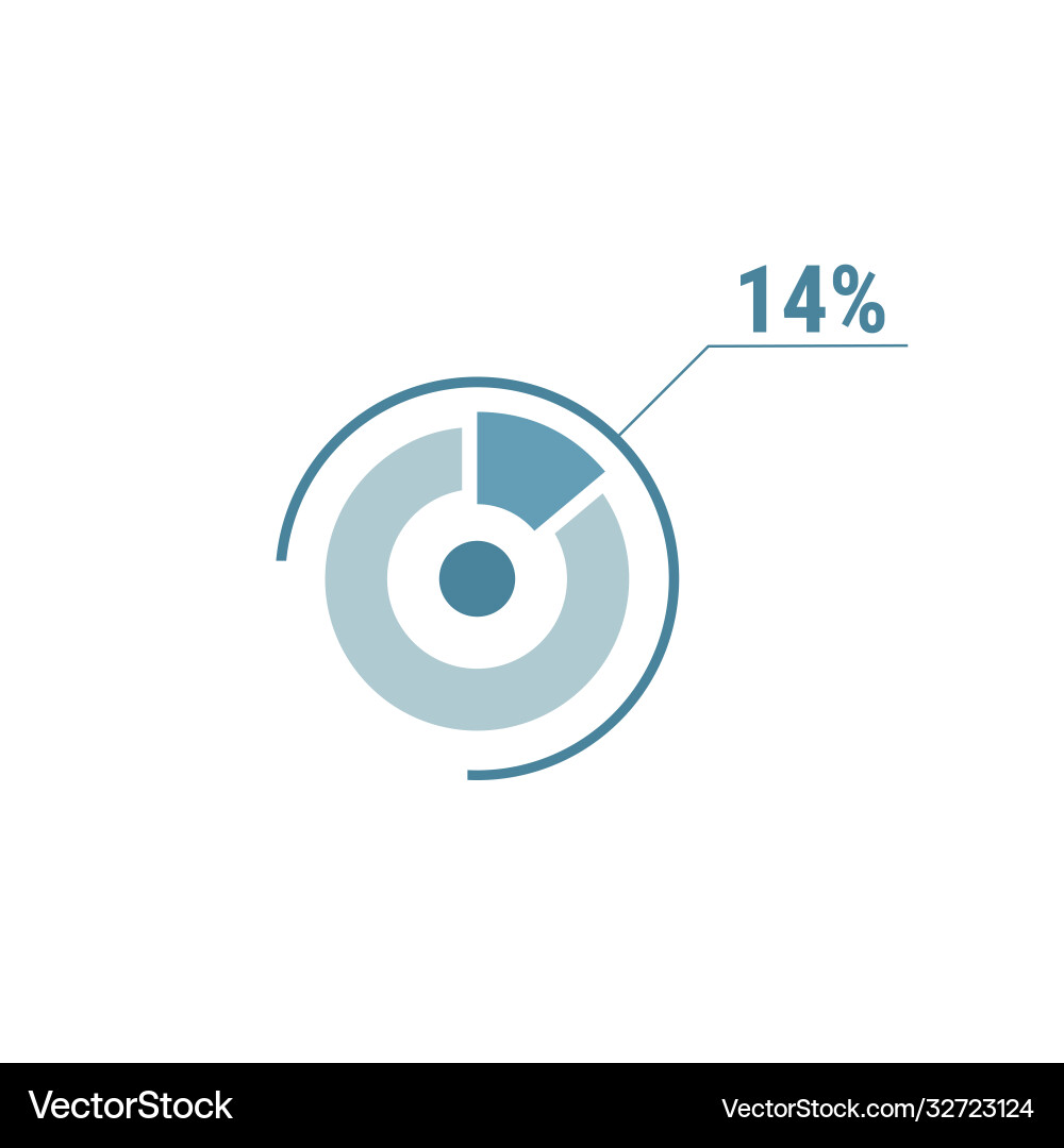 Prozentdiagramm 14 vierzehn Prozent Prozentdiagramm 14 vierzehn Prozent vektorbild
