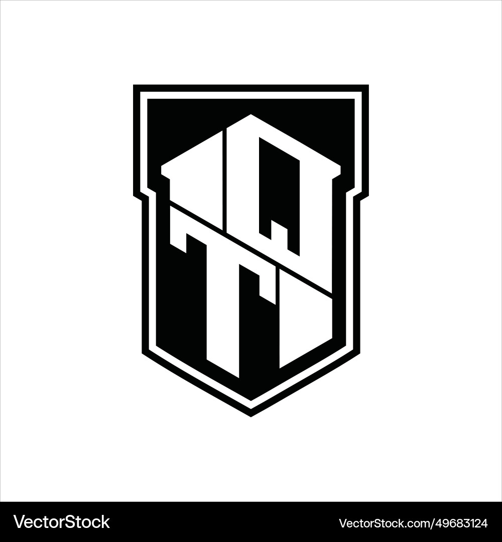 Qt logo monogram hexagon geometric up and down Vector Image