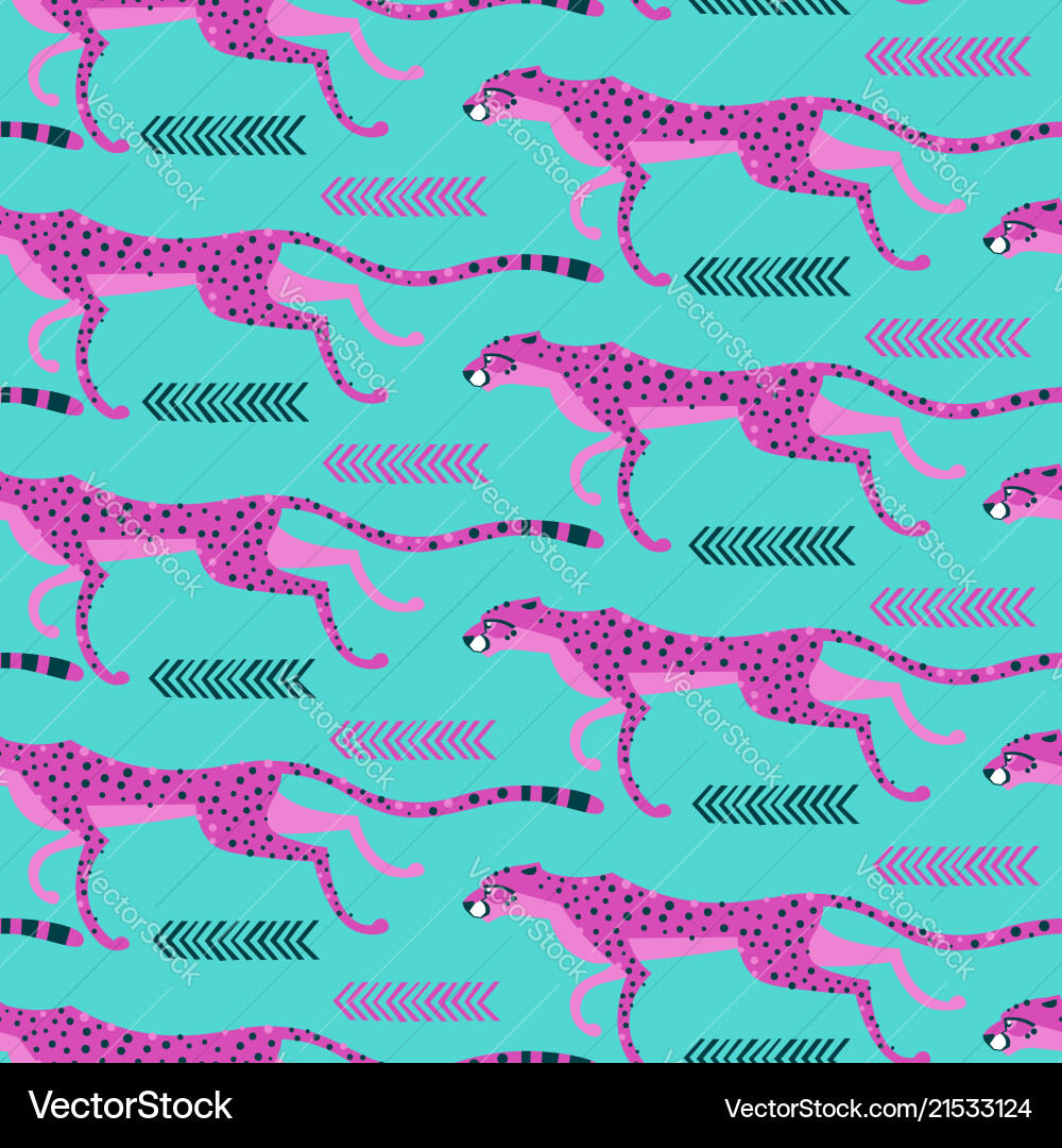 Seamless pattern with running cheetahs leopards Seamless pattern with running cheetahs leopards vector image