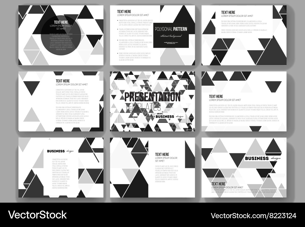 Set of 9 templates for presentation slides Vector Image