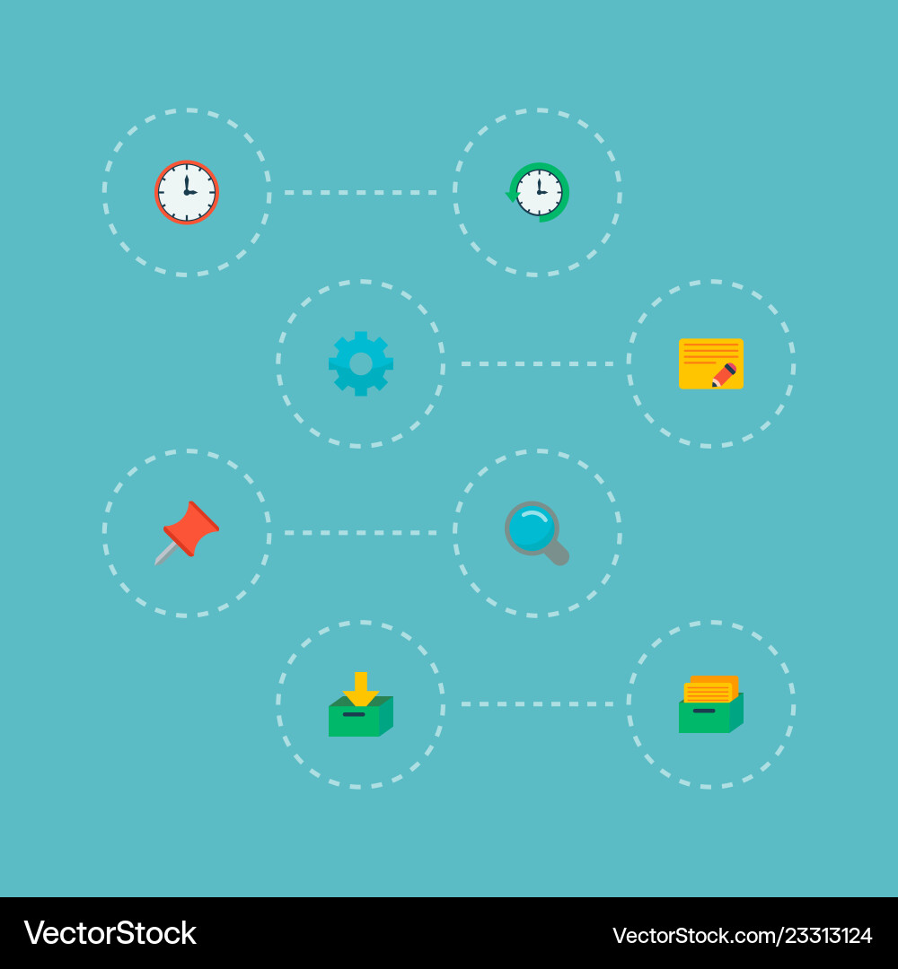 Set of project icons flat style symbols with time Set of project icons flat style symbols with time vector image
