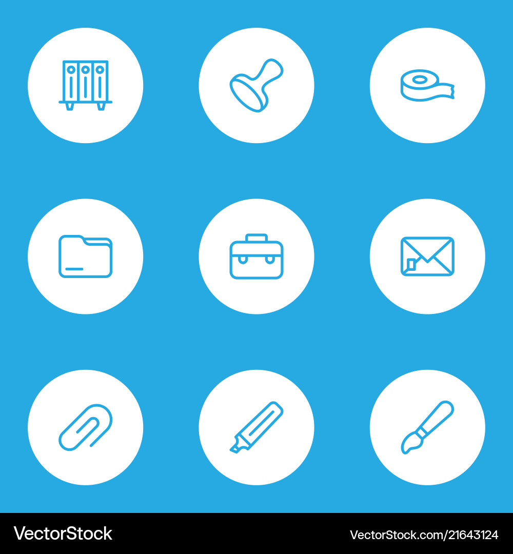Tool icons line style set with folders on shelf Tool icons line style set with folders on shelf vector image