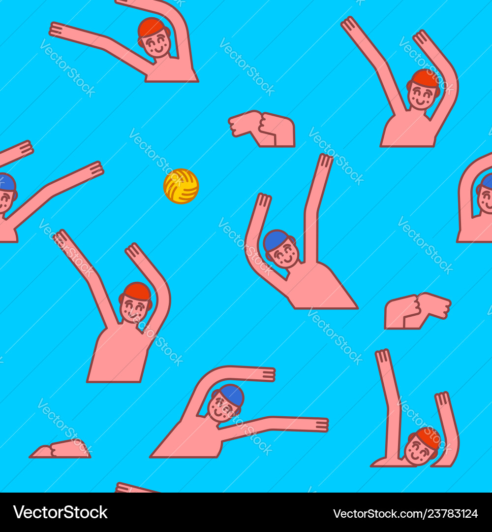 Water polo seamless pattern athletes play ball Water polo seamless pattern athletes play ball vector image