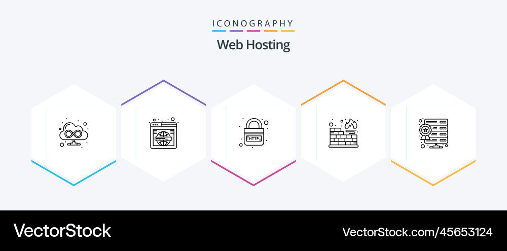 Web hosting 25 line icon pack including server vector image