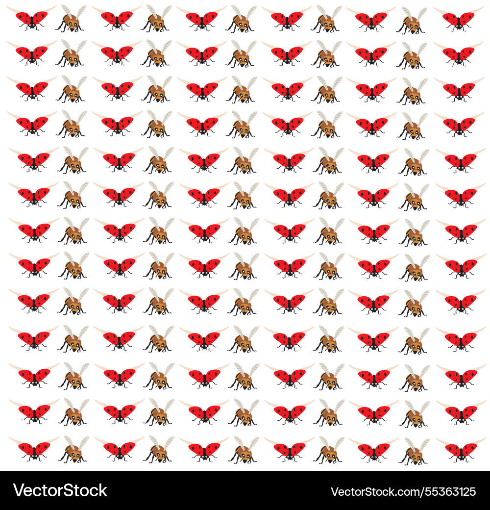 Bee ladybug as a pattern background Bee ladybug as a pattern background vector image