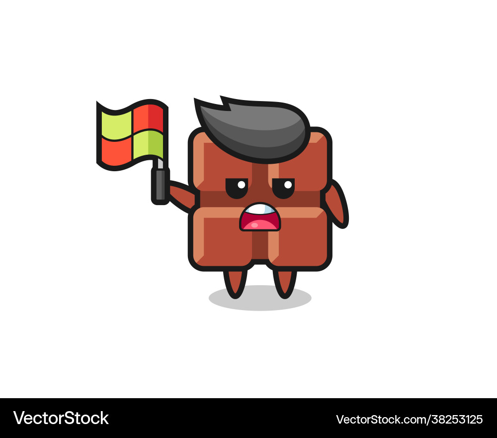 Chocolate bar character as line judge putting Chocolate bar character as line judge putting vector image