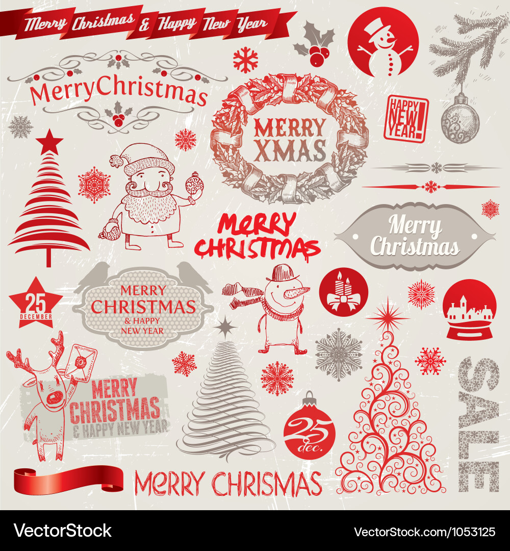 Christmas Festive Emblems Vector Image