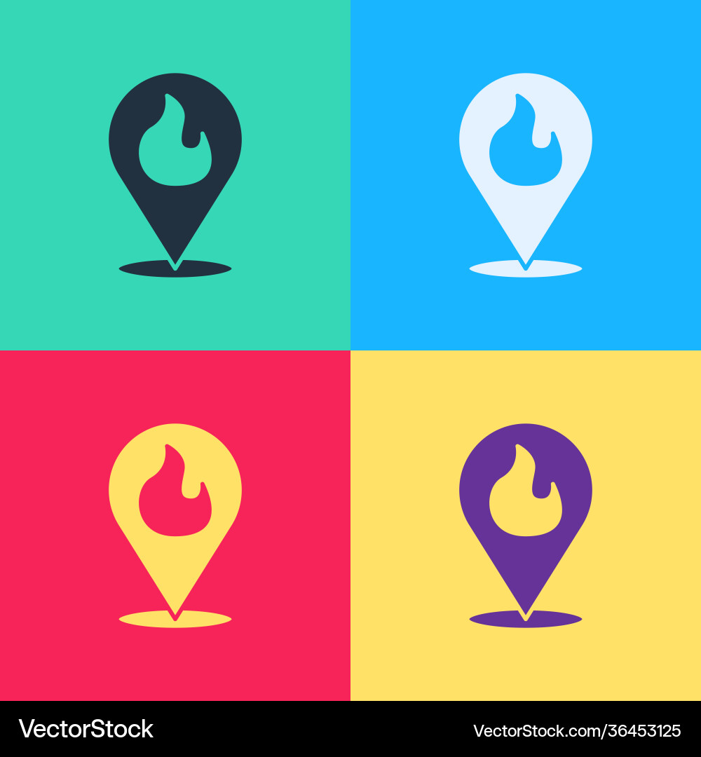 Color map pointer with fire flame icon isolated Color map pointer with fire flame icon isolated vector image