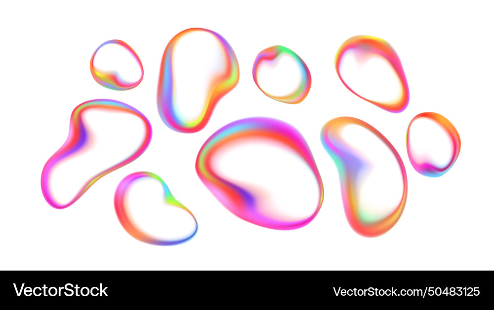 Colorful transparent drops in iridescent rainbow Vector Image