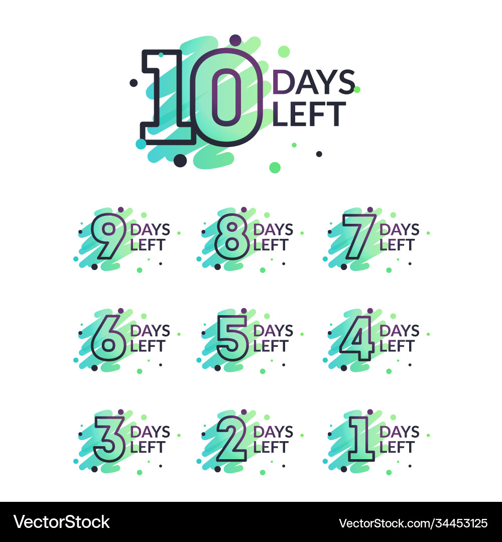 Countdown Timer - 10 Days Left vector image